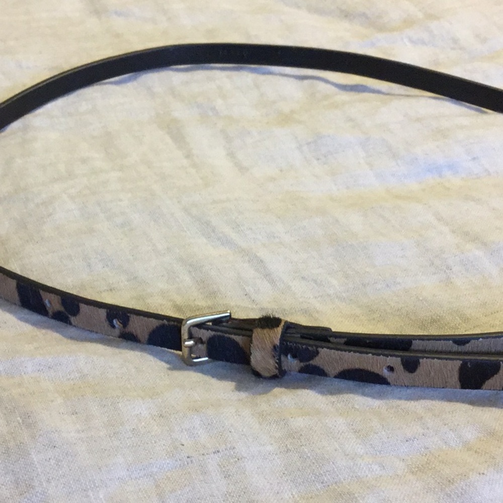 J. Crew skinny calf hair and leather skinny belt.